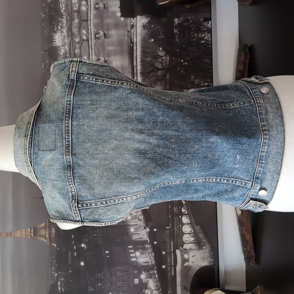 True Religion Blue Jeans Classic Distressed Style Women's Vest,Size XS. - Picture 6 of 10
